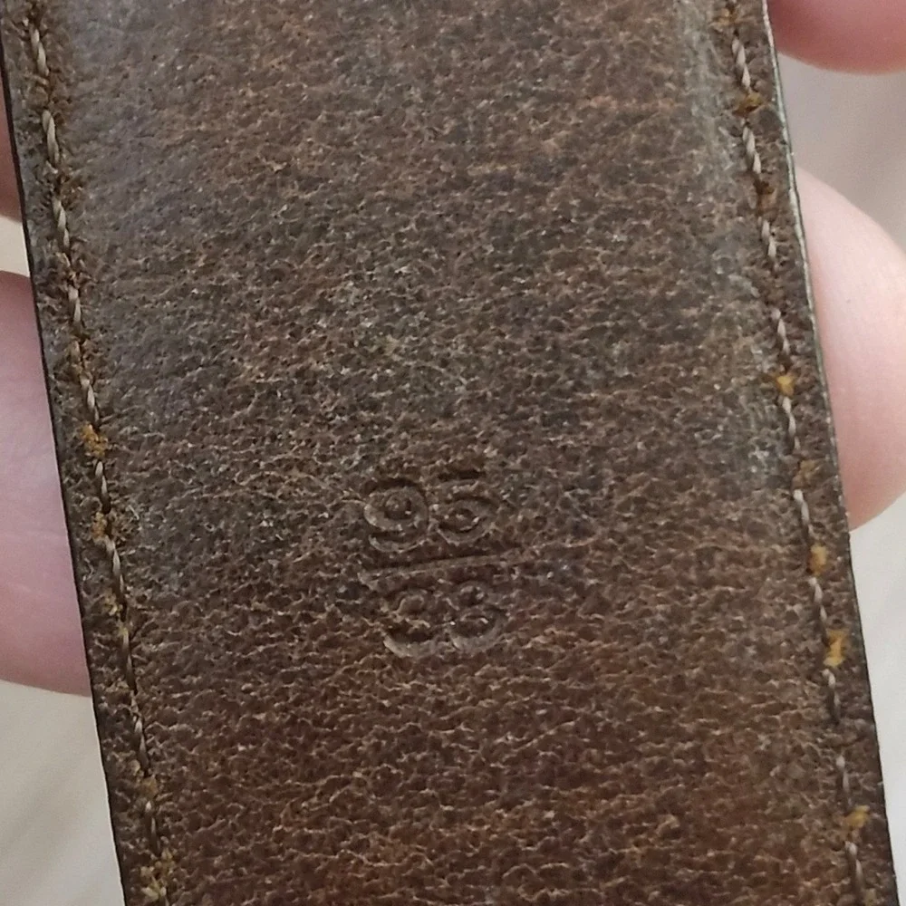 Fossil Mens Brown Leather Western Belt‎ Buffalo Concho Braided  Size 38 Ranch